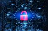 Image shows a lock in a cyber security environment. 