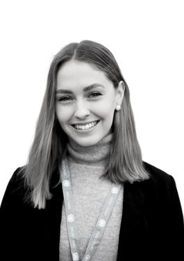 A woman smiling