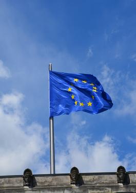 EU flag waiving in the wind