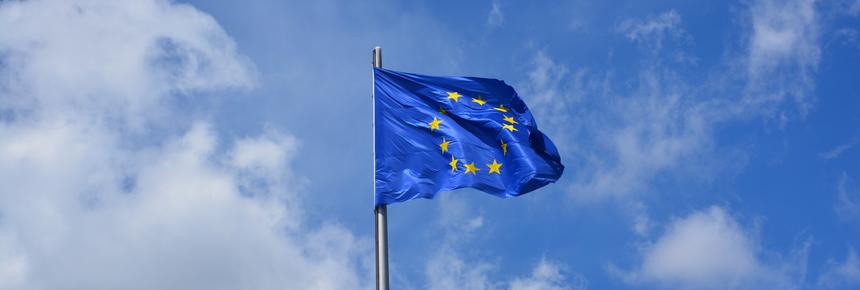 EU flag waiving in the wind